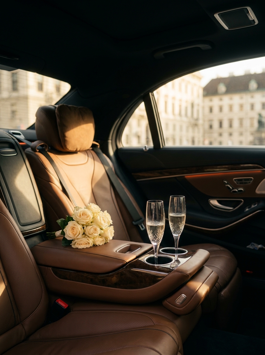 Luxuriöser Fond einer Mercedes S-Klasse für besondere Anlässe