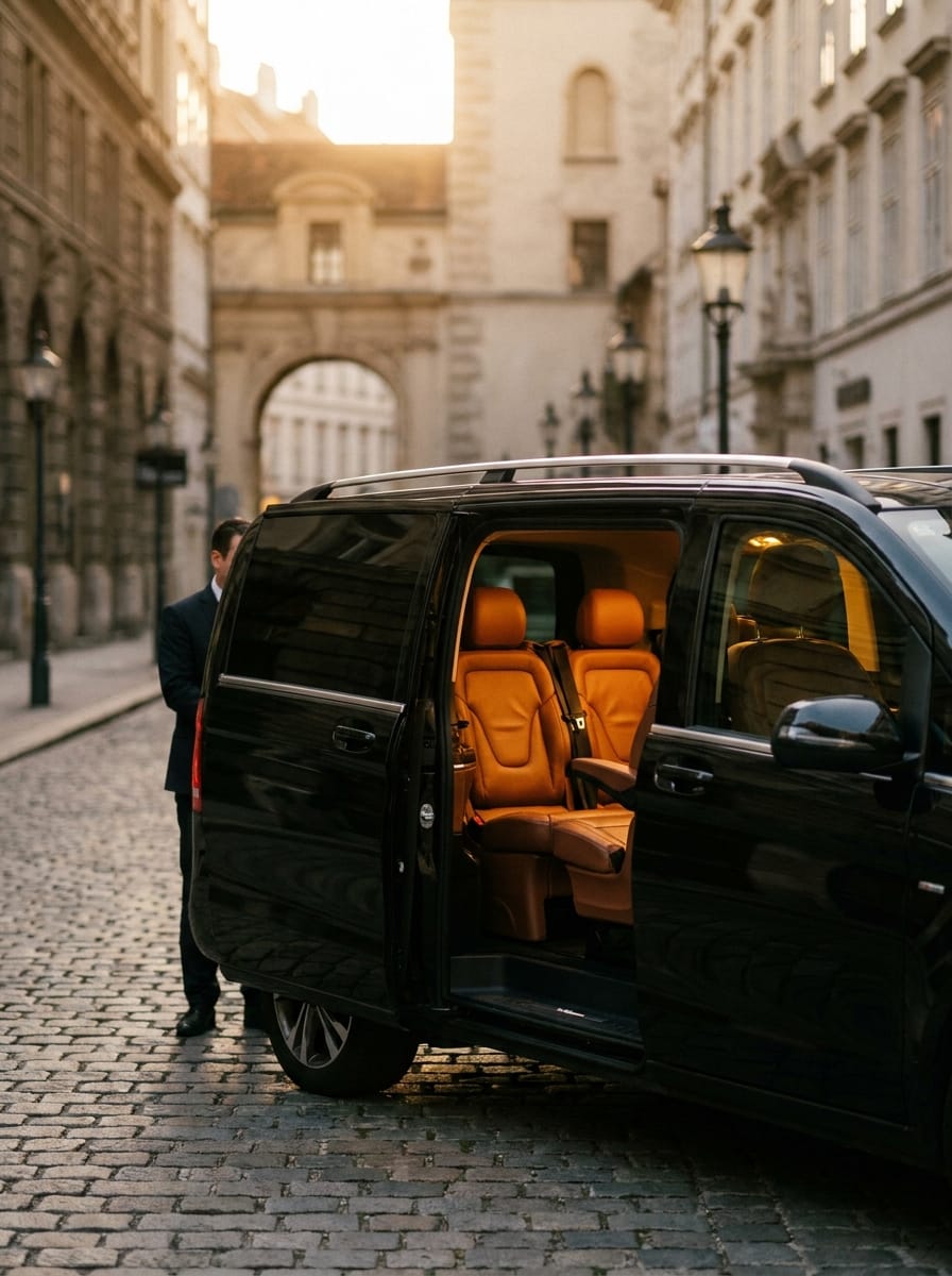 Geräumiger Innenraum einer Mercedes V-Klasse für Gruppen